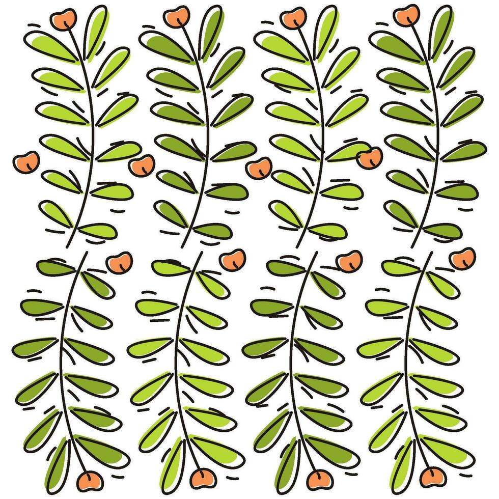 grön löv hand dragen bakgrund vektor illustration