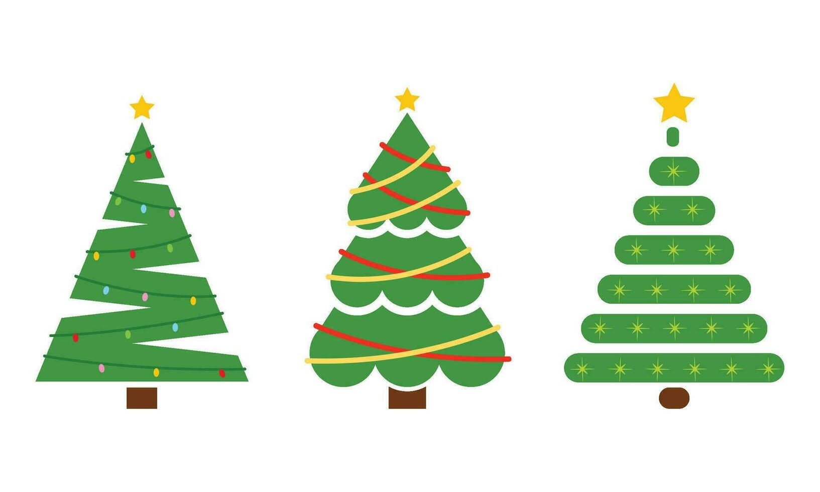 uppsättning av färgad jul träd ikoner vektor illustration