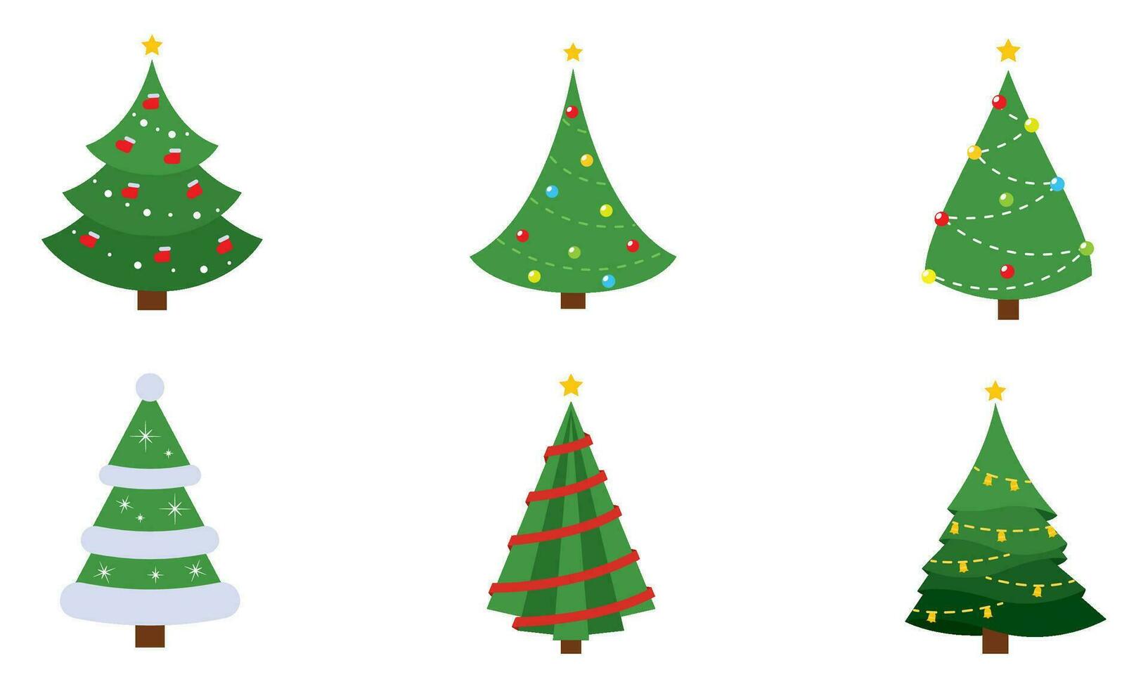 uppsättning av färgad jul träd ikoner vektor illustration