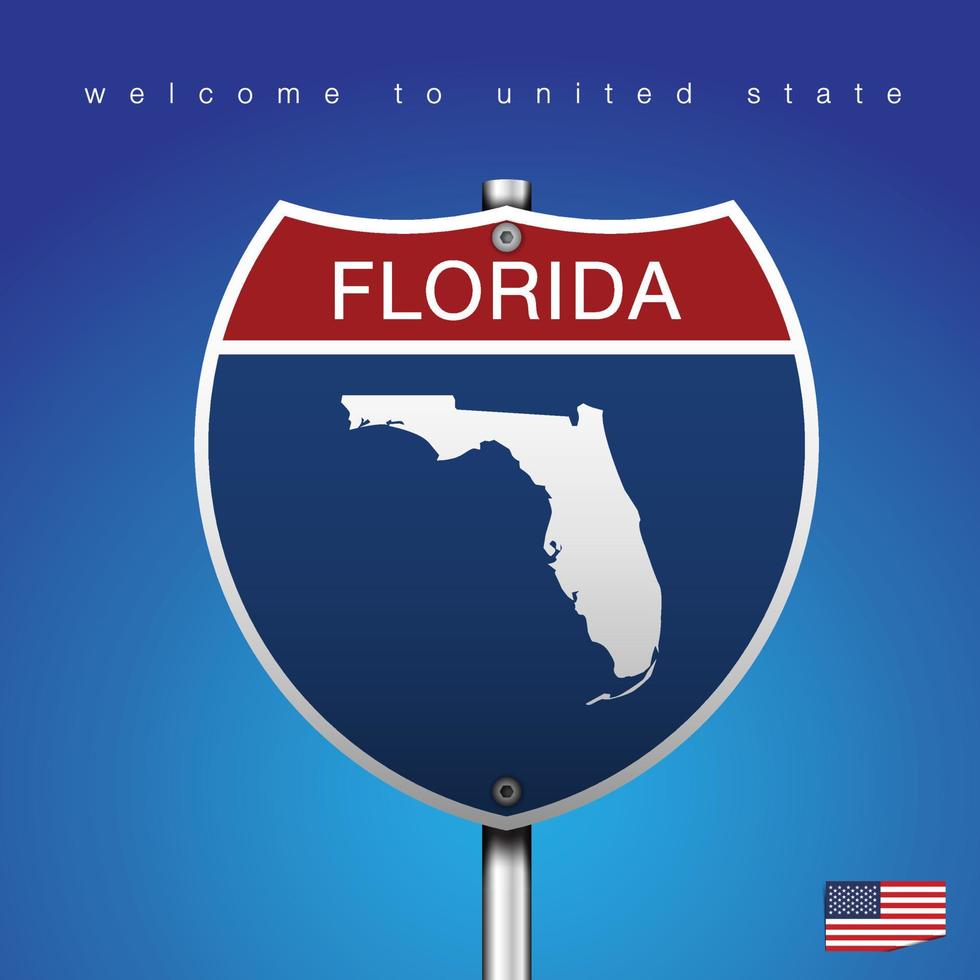 skylt väg amerika stil florida och karta vektor