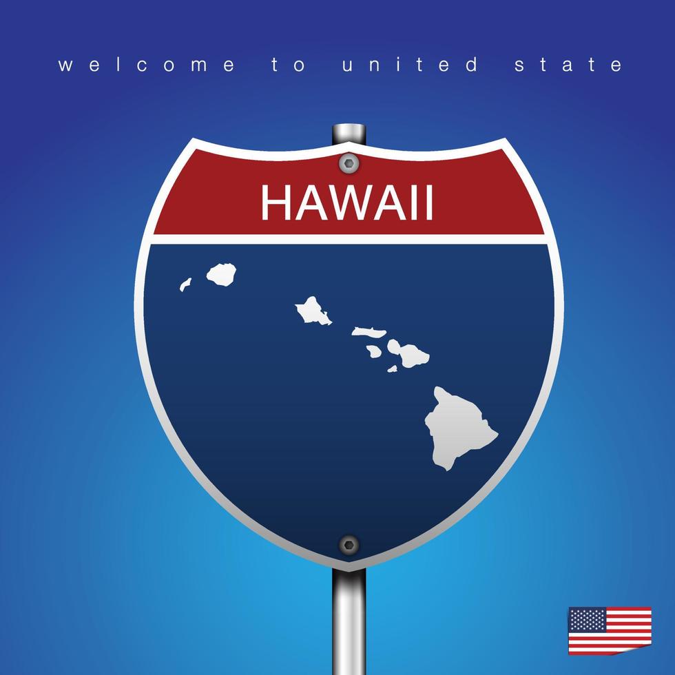 zeichen straße amerika stil hawaii und karte vektor