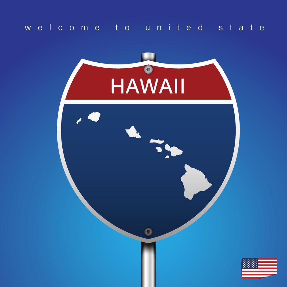 skylt väg amerika stil hawaii och karta vektor