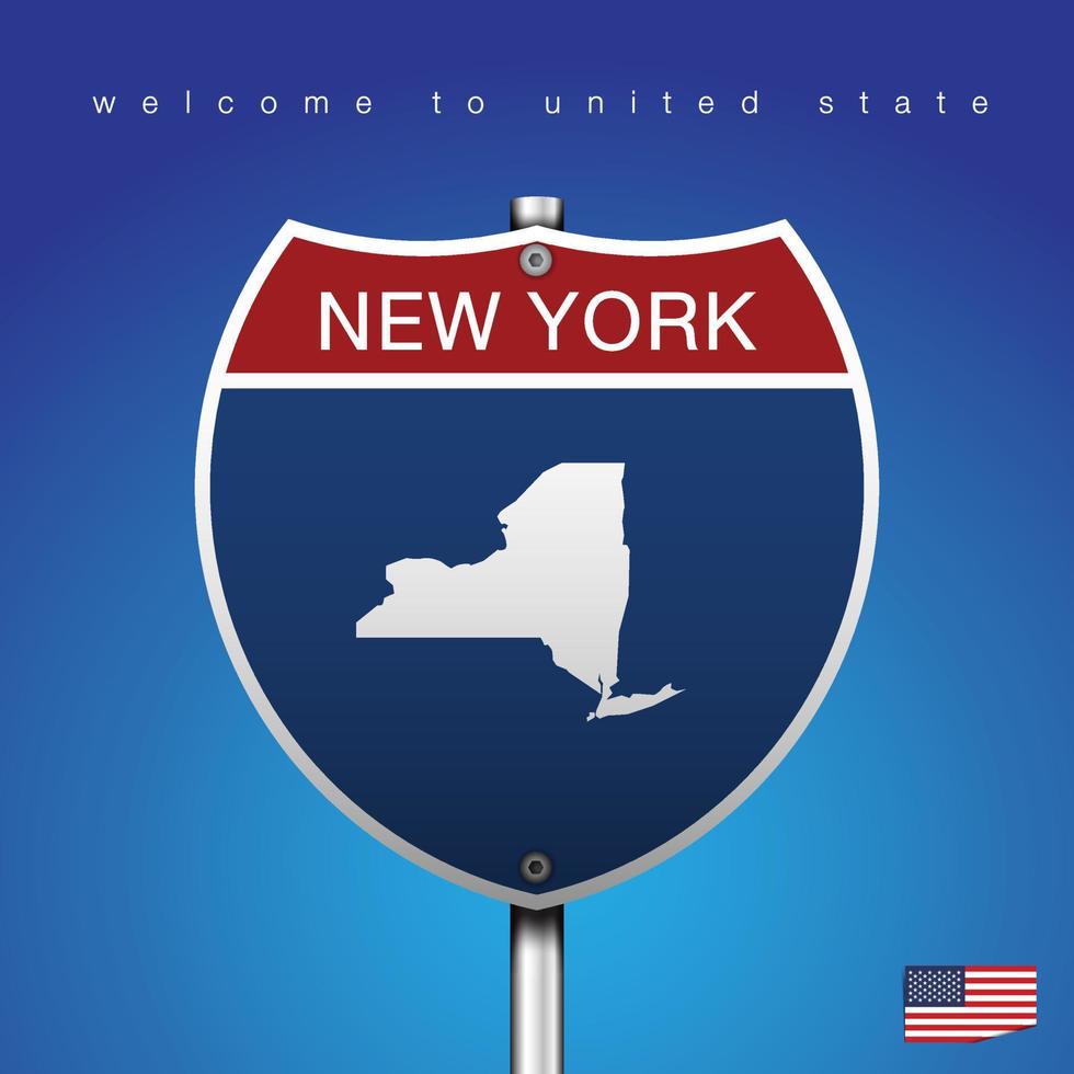 zeichen straße amerika stil new york und karte vektor