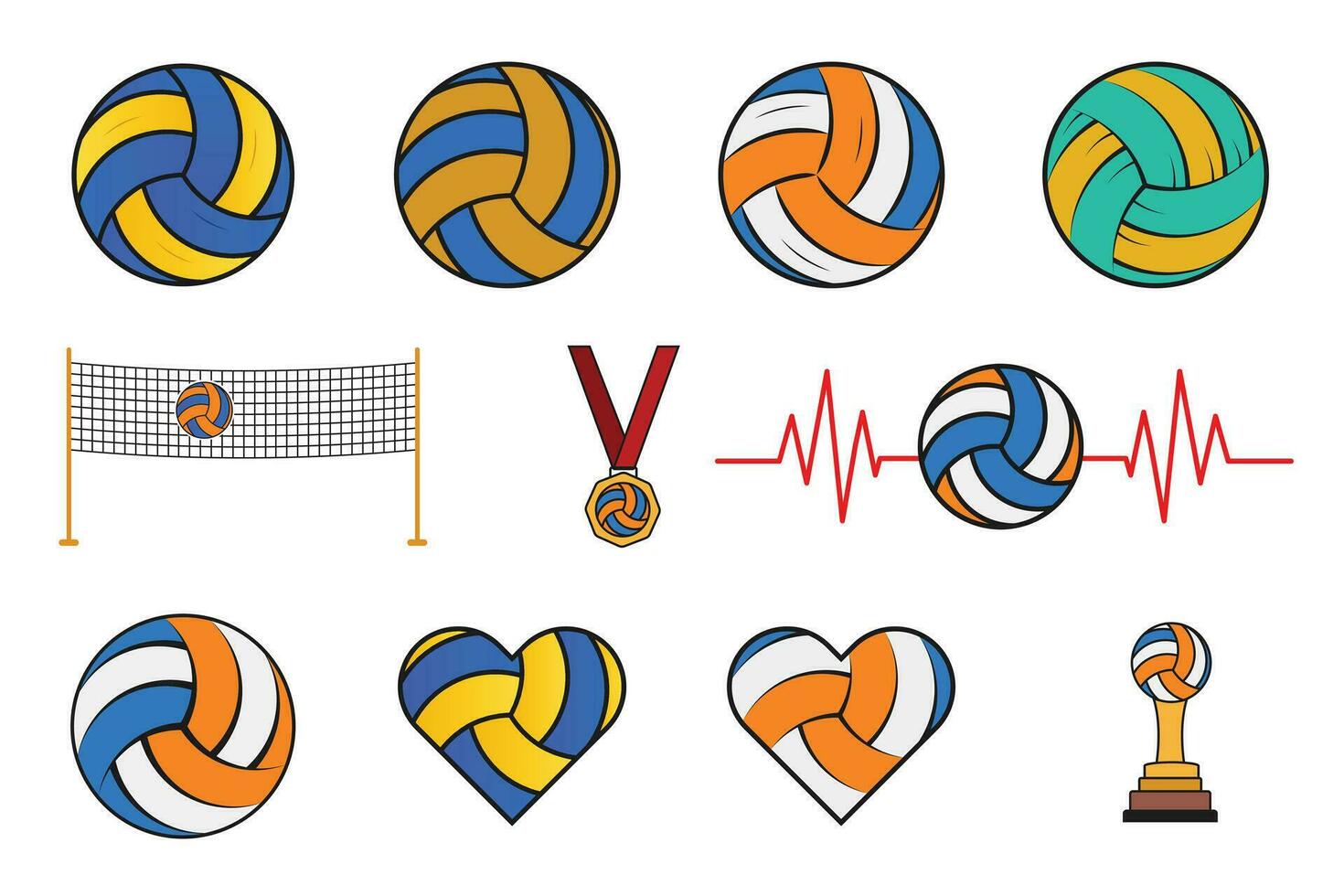 Volleyball Clip Art bündeln, Volleyball Vektor bündeln, Volleyball Illustration, Sport Vektor bündeln, Sport Clip Art bündeln, Sport Illustration, Illustration Clip Kunst bündeln, Vektor, Sport