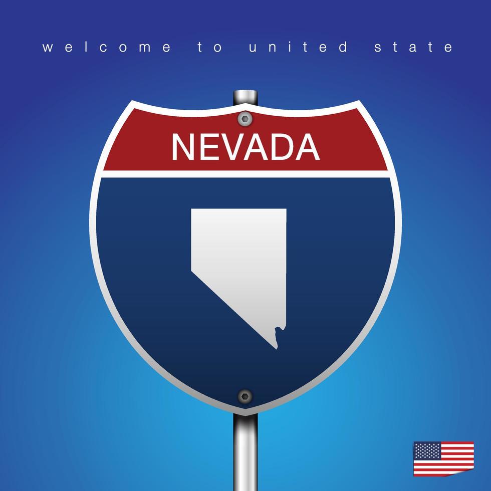 zeichen straße amerika stil nevada und karte vektor