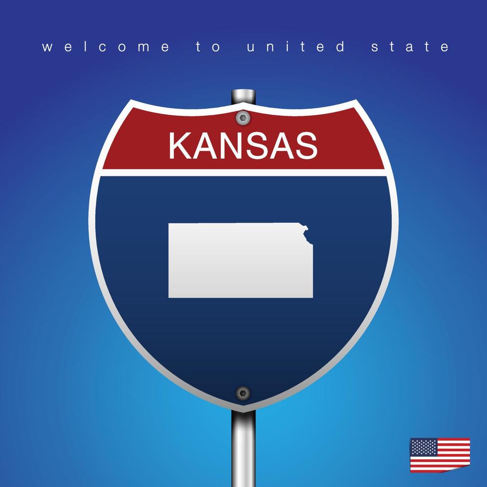 skylt väg amerika stil kansas och karta vektor