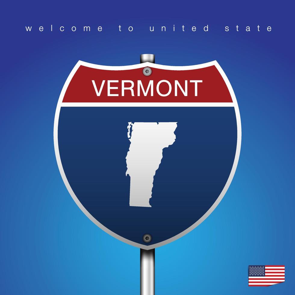 Schild Straße Amerika Stil Vermont und Karte vektor