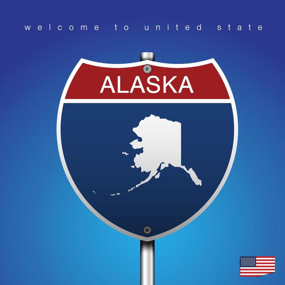 Schild Straße Amerika Stil Alaska und Karte vektor