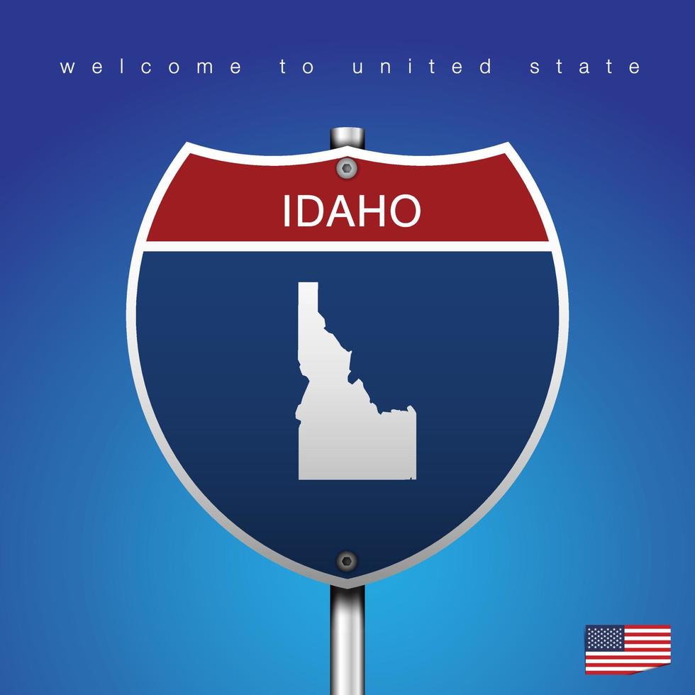 skylt väg amerika stil idaho och karta vektor