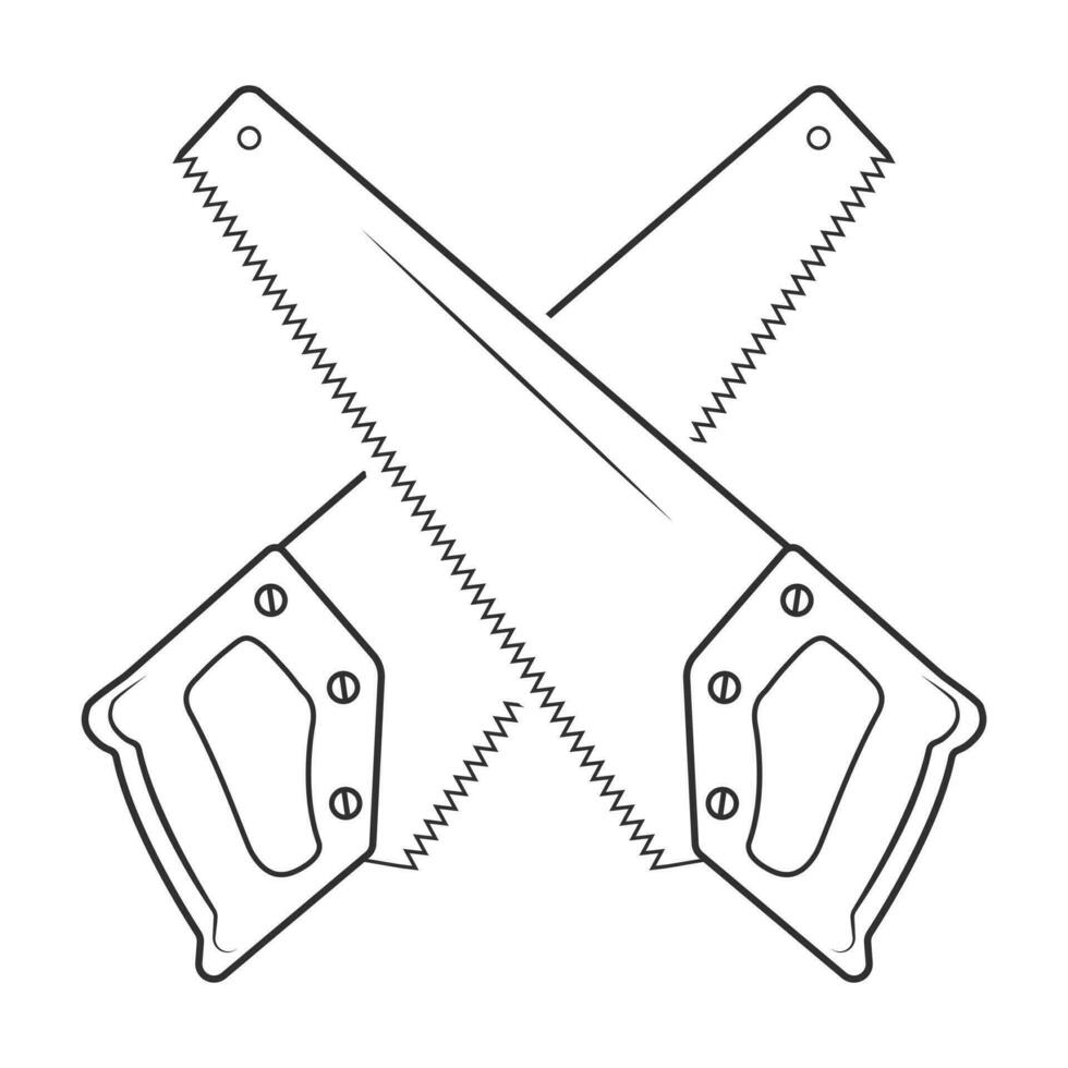 Kreuz gesehen, Kreuz sah Umriss, sah Vektor, sah Umriss, gesehen, Hardware- Umriss, sah Lineart, Arbeiter Elemente, Arbeit Ausrüstung, Reparatur Werkzeug, Wald Werkzeug, Holzfäller, Holzfäller, Zimmermann Werkzeug vektor