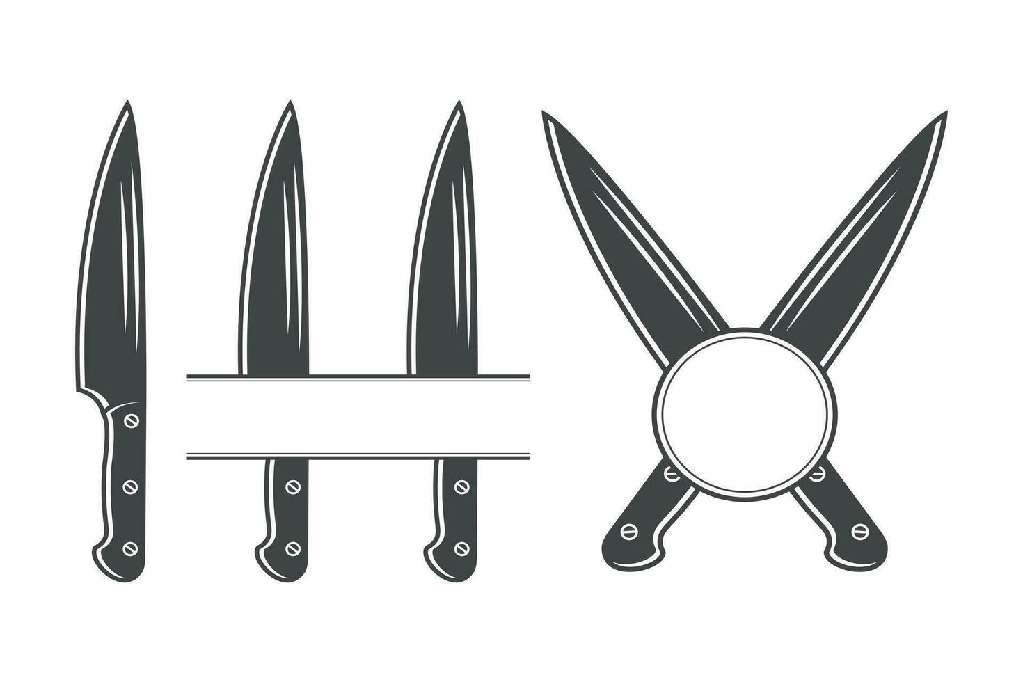 kniv monogram vektor, kniv silhuett, kniv vektor, restaurang Utrustning, klämma konst, gaffel sked och kniv monogram, vektor, illustration, vektor