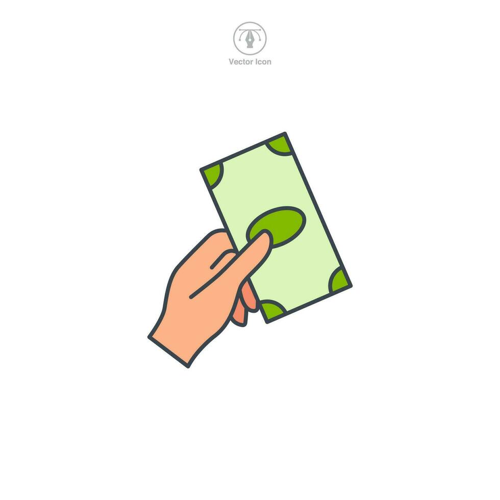 Empfang Geld Kasse Symbol. Hand halten Geld Symbol Vektor Illustration isoliert auf Weiß Hintergrund