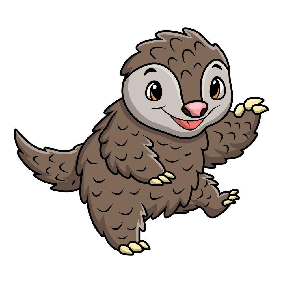 niedlicher Pangolin-Cartoon auf weißem Hintergrund vektor