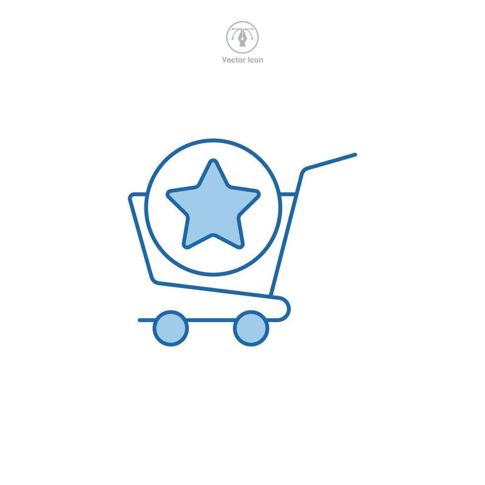 Kaufen einer erhalten eins. Einkaufen Wagen und Star Symbol Symbol Vektor Illustration isoliert auf Weiß Hintergrund