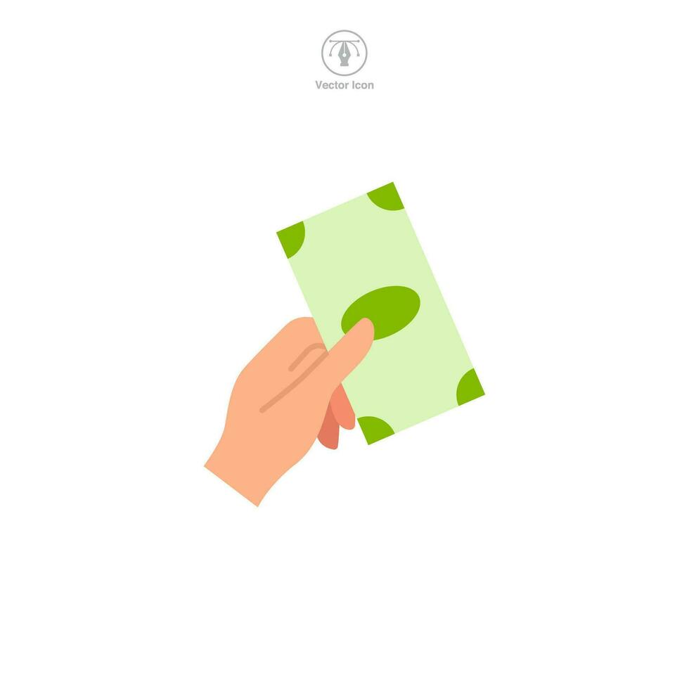 tar emot pengar kontanter ikon. hand innehav pengar symbol vektor illustration isolerat på vit bakgrund