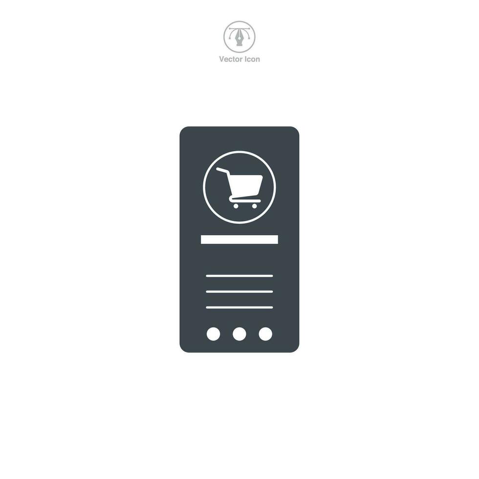 Handy, Mobiltelefon Telefon mit Einkaufen App Symbol Symbol Vektor Illustration isoliert auf Weiß Hintergrund