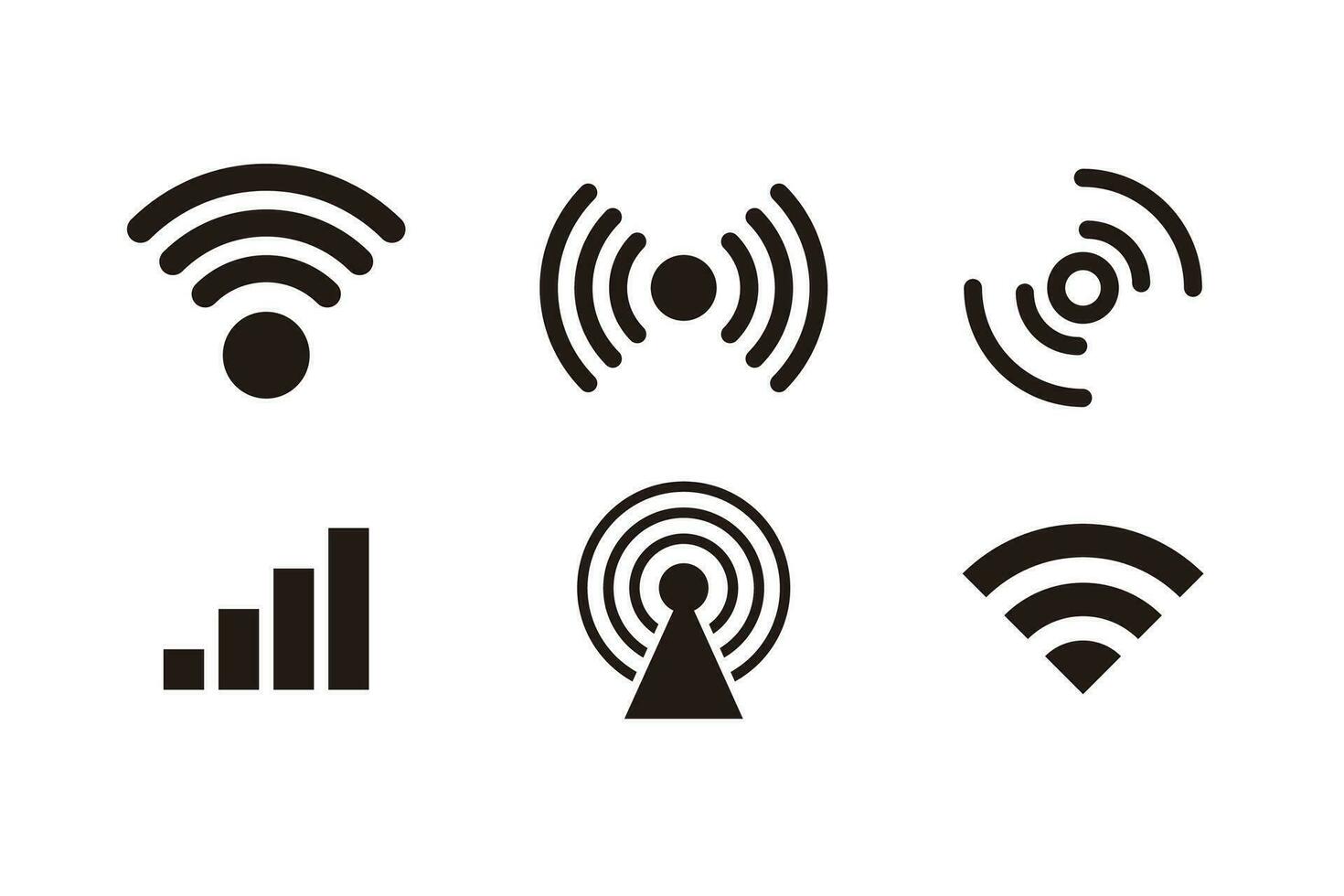 uppsättning av svart signal ikon design, olika signal logotyp samling mall vektor