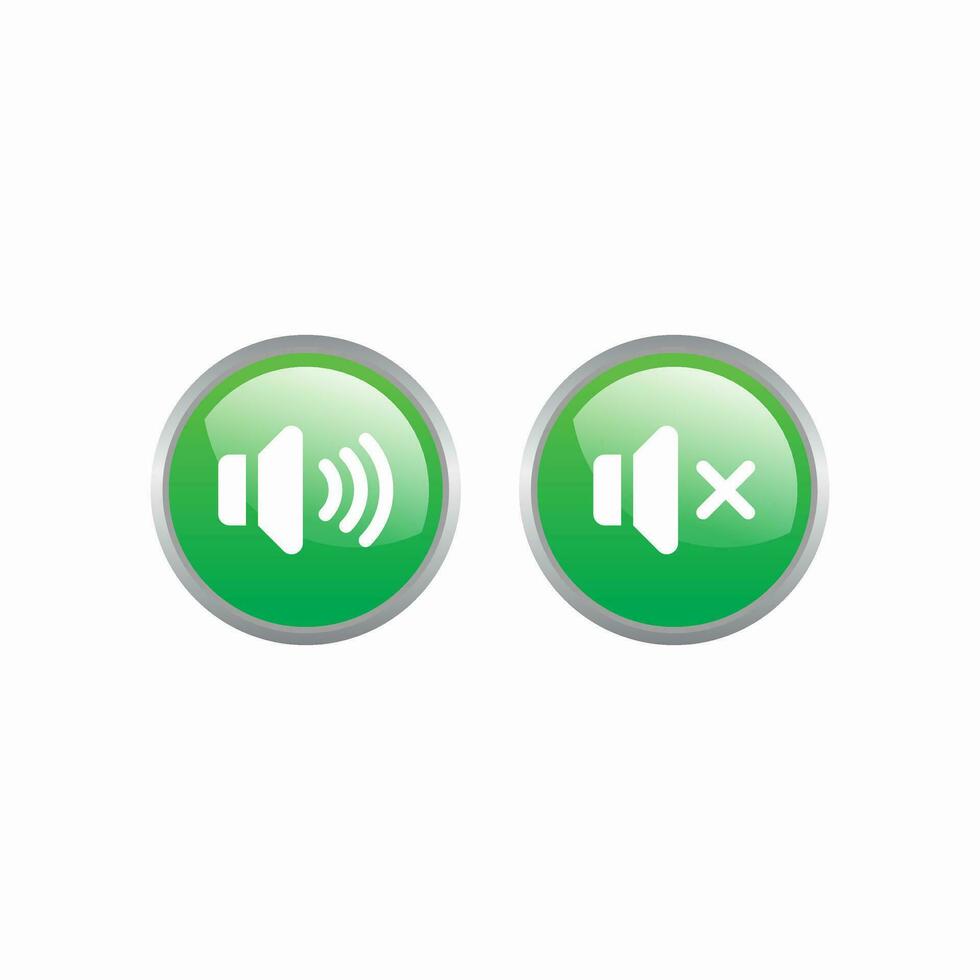 einfach Grün Volumen Symbol Illustration Design, modern Audio- Taste Symbol mit glänzend bewirken Vorlage Vektor