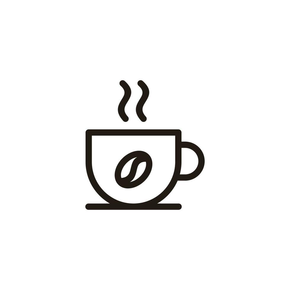 einfach eben Kaffee Symbol Illustration Design, schwarz Silhouette Kaffee Symbol mit umrissen Stil Vorlage Vektor