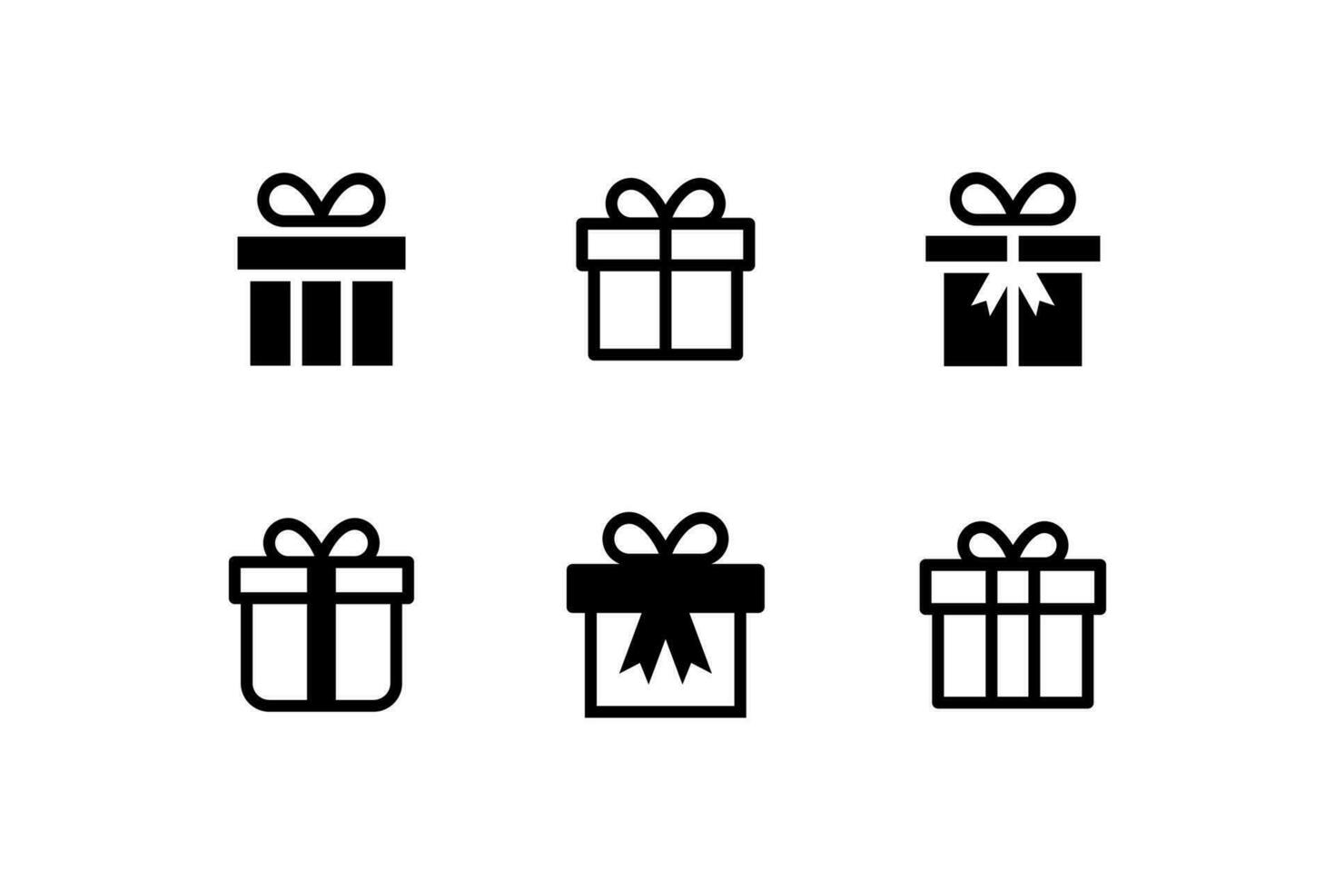 uppsättning av enkel platt gåva ikon illustration design, silhuett närvarande gåva låda symbol samling mall vektor