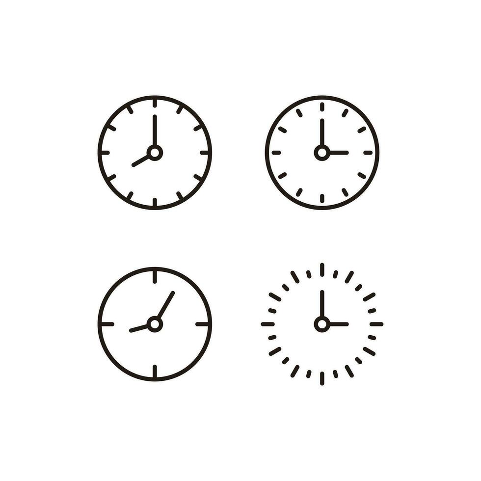 uppsättning av enkel klocka ikon illustration design, ikon symbol samling med skisse stil mall vektor