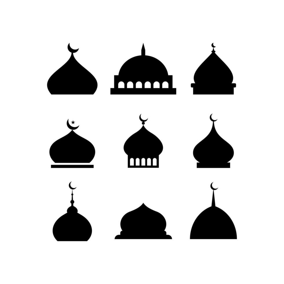 einstellen von eben Moschee Kuppel Silhouette Vektor