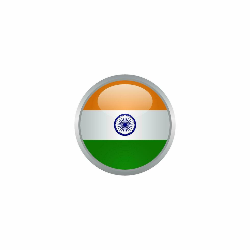 enkel Indien flagga knapp design, 3d Indien skinande ikon mall vektor