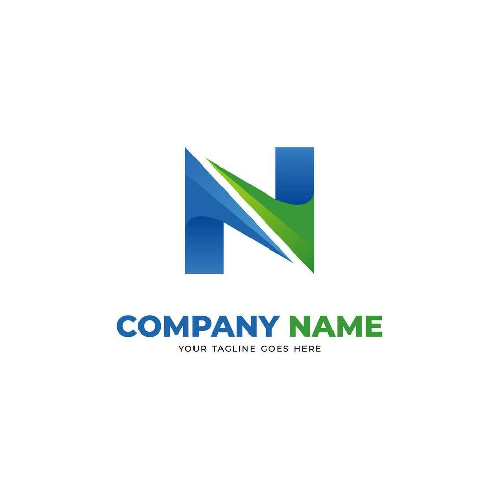 Brief n Logo Design mit Blau und Grün Farbe, einfach n Logo Inspiration Vorlage Vektor
