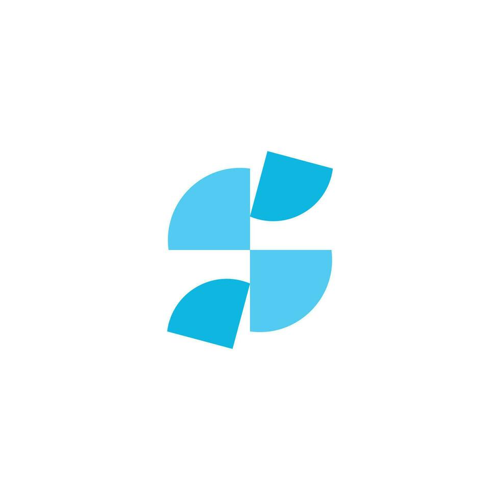 brev s blå unik form geometrisk logotyp vektor