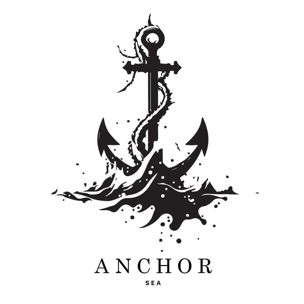 marin emblem logotyp med ankare och rep, ankare logotyp - vektor. vektor illustration