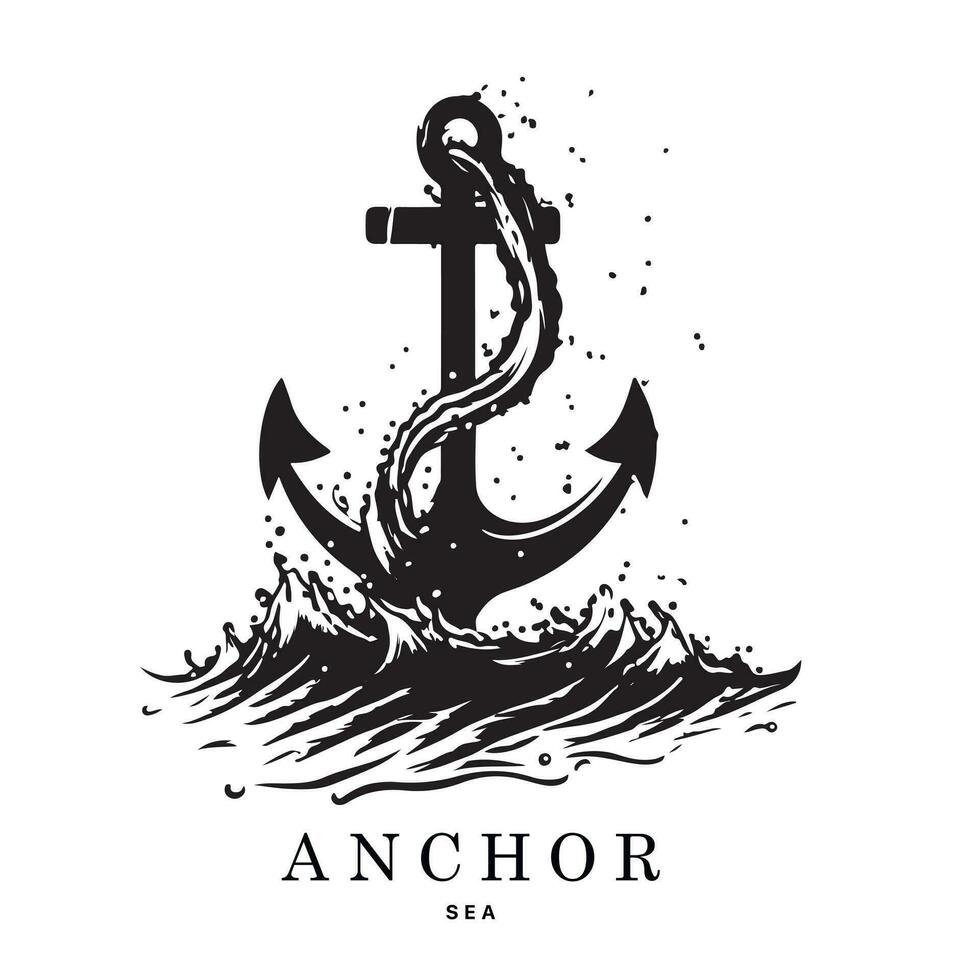 Marine Embleme Logo mit Anker und Seil, Anker Logo - - Vektor. Vektor Illustration