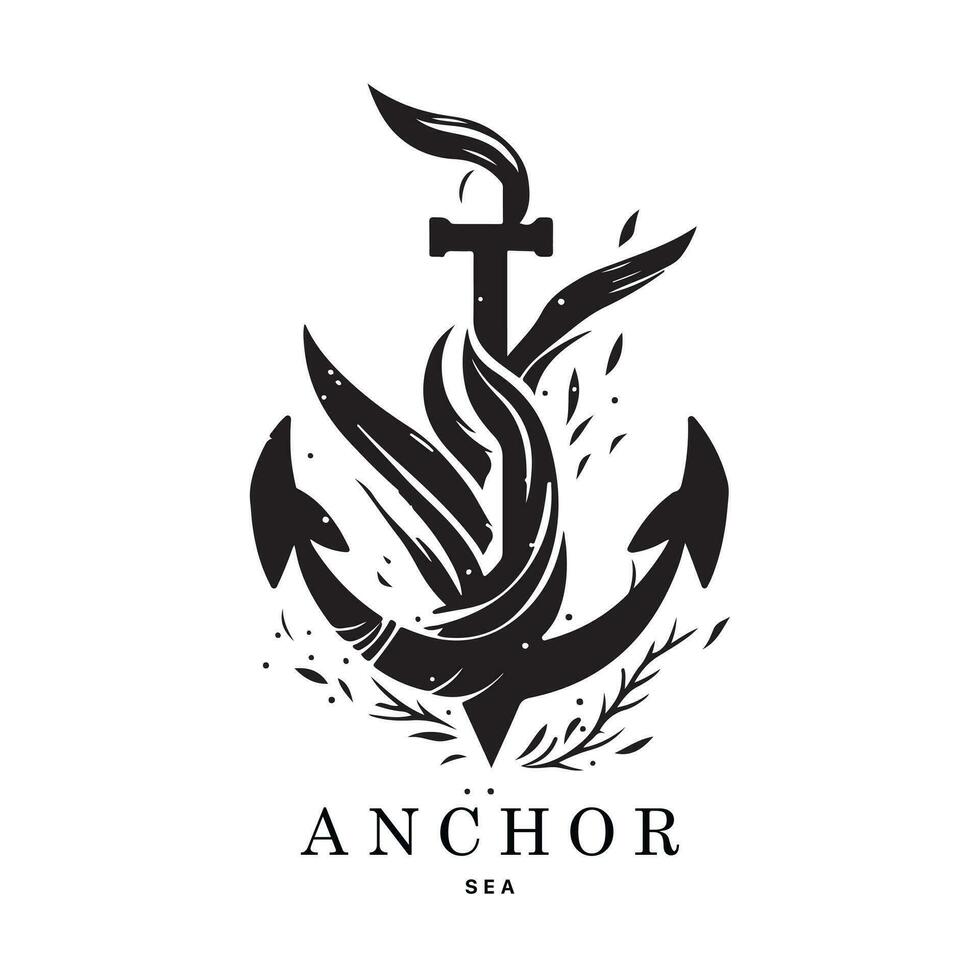 marin emblem logotyp med ankare och rep, ankare logotyp - vektor. vektor illustration