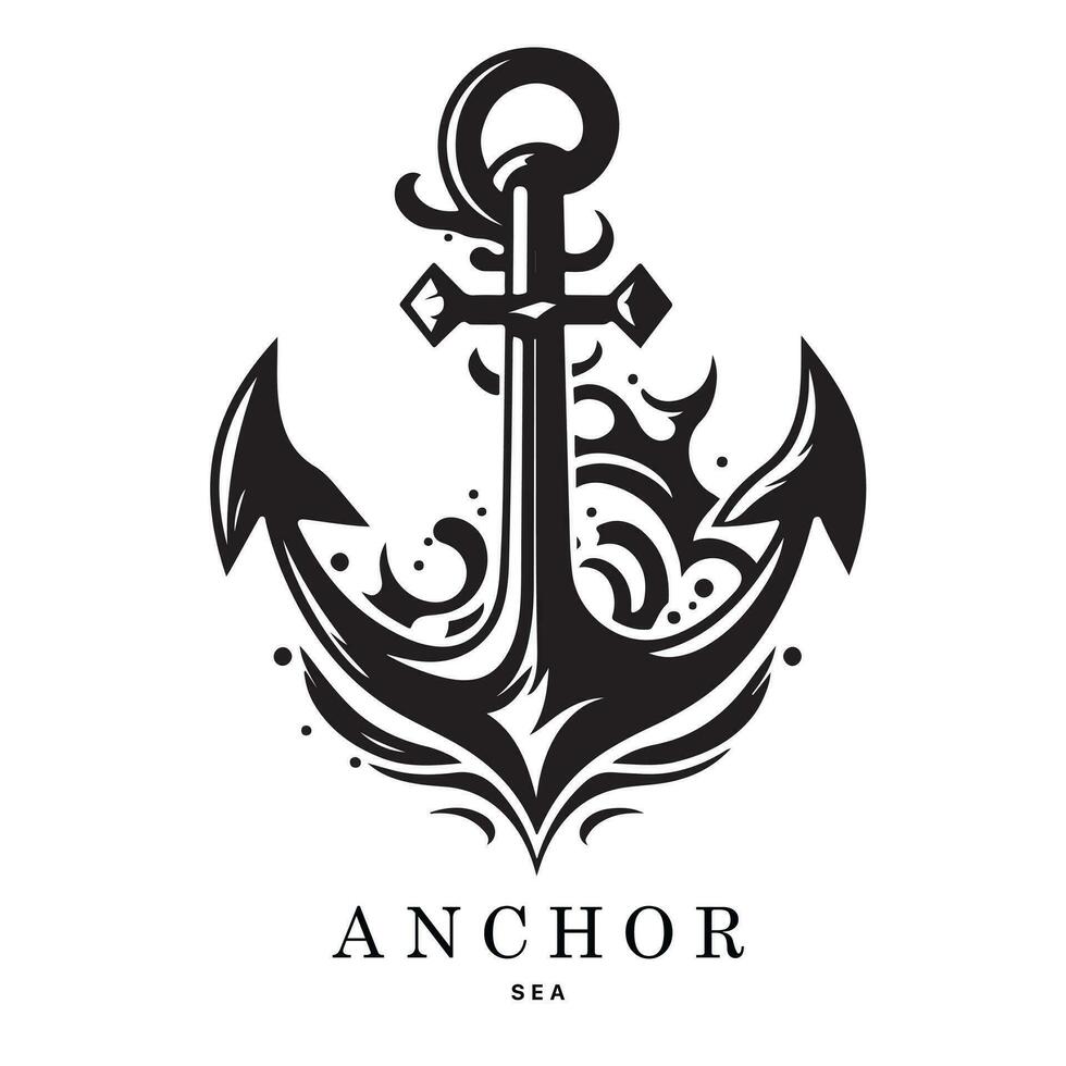 Marine Embleme Logo mit Anker und Seil, Anker Logo - - Vektor. Vektor Illustration