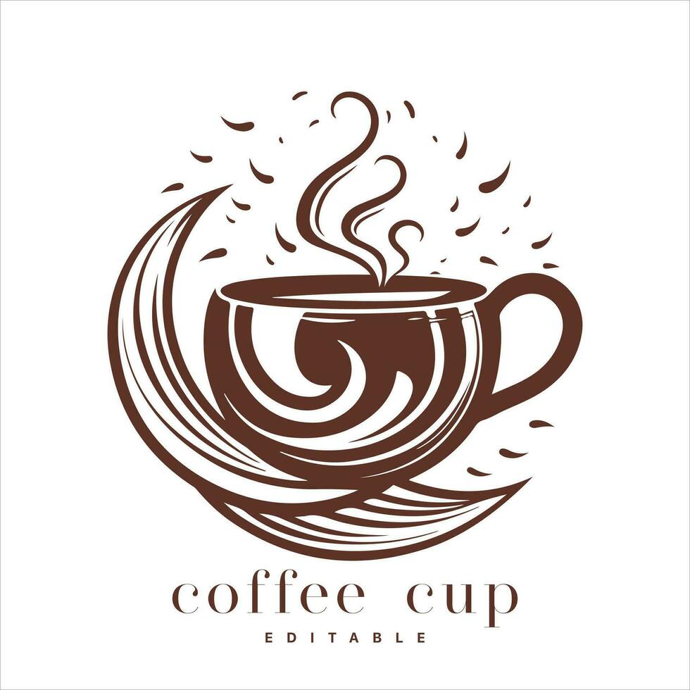 kaffe affär logotyp mall, naturlig abstrakt kaffe kopp med ånga, kaffe hus emblem, kreativ Kafé logotyp, modern trendig symbol design vektor illustration isolerat på vit bakgrund tecken