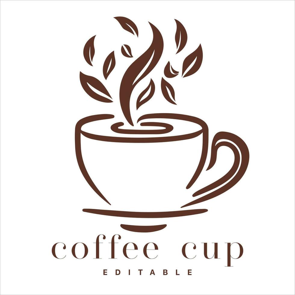 kaffe affär logotyp mall, naturlig abstrakt kaffe kopp med ånga, kaffe hus emblem, kreativ Kafé logotyp, modern trendig symbol design vektor illustration isolerat på vit bakgrund tecken