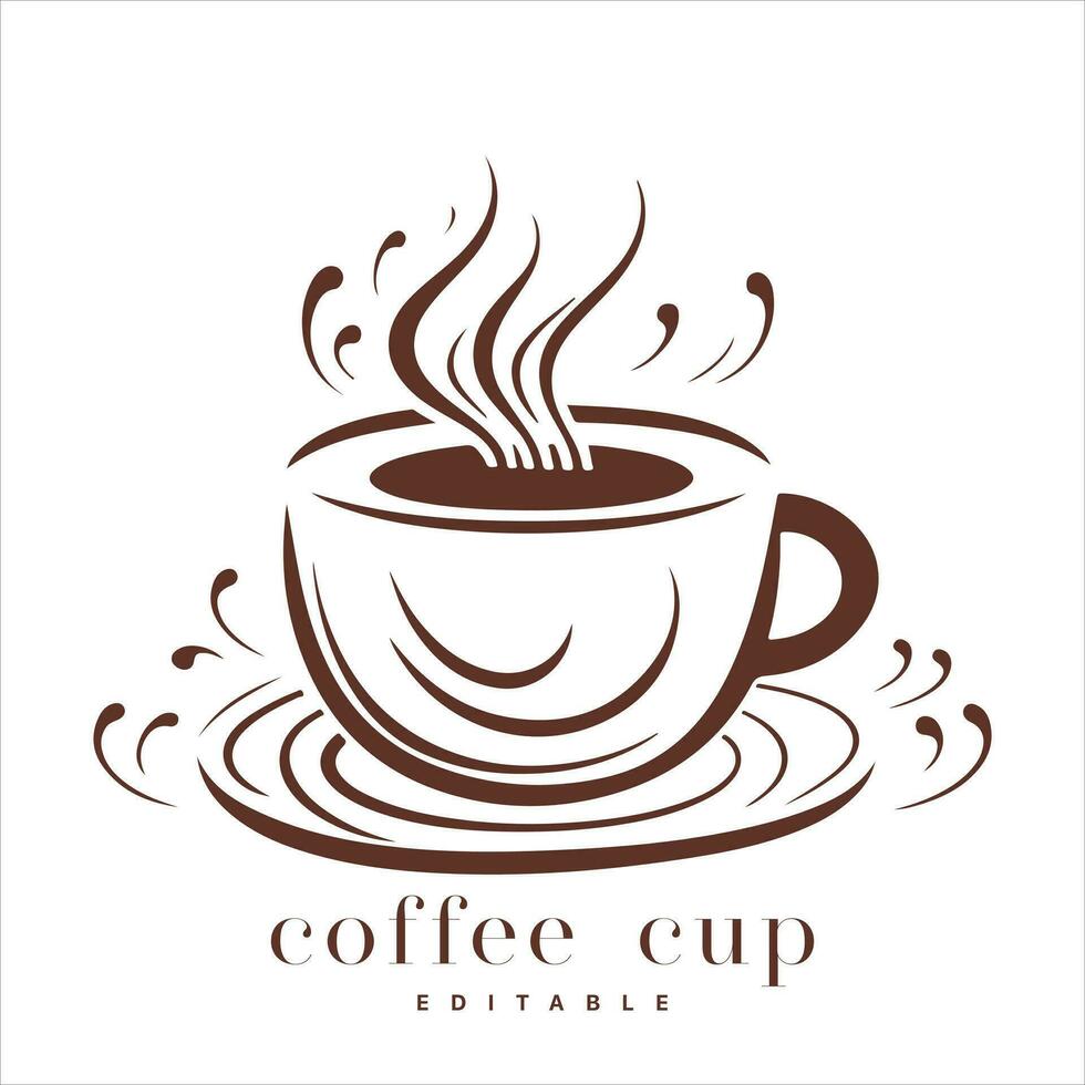 kaffe affär logotyp mall, naturlig abstrakt kaffe kopp med ånga, kaffe hus emblem, kreativ Kafé logotyp, modern trendig symbol design vektor illustration isolerat på vit bakgrund tecken