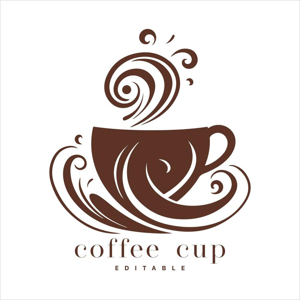 Kaffee Geschäft Logo Vorlage, natürlich abstrakt Kaffee Tasse mit Dampf, Kaffee Haus Emblem, kreativ Cafe Logo, modern modisch Symbol Design Vektor Illustration isoliert auf Weiß Hintergrund Zeichen