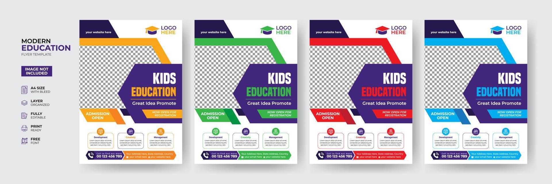 Kreative und moderne Online-Schulkinderbildungs-Zulassungsflyer-Plakatvorlage vektor
