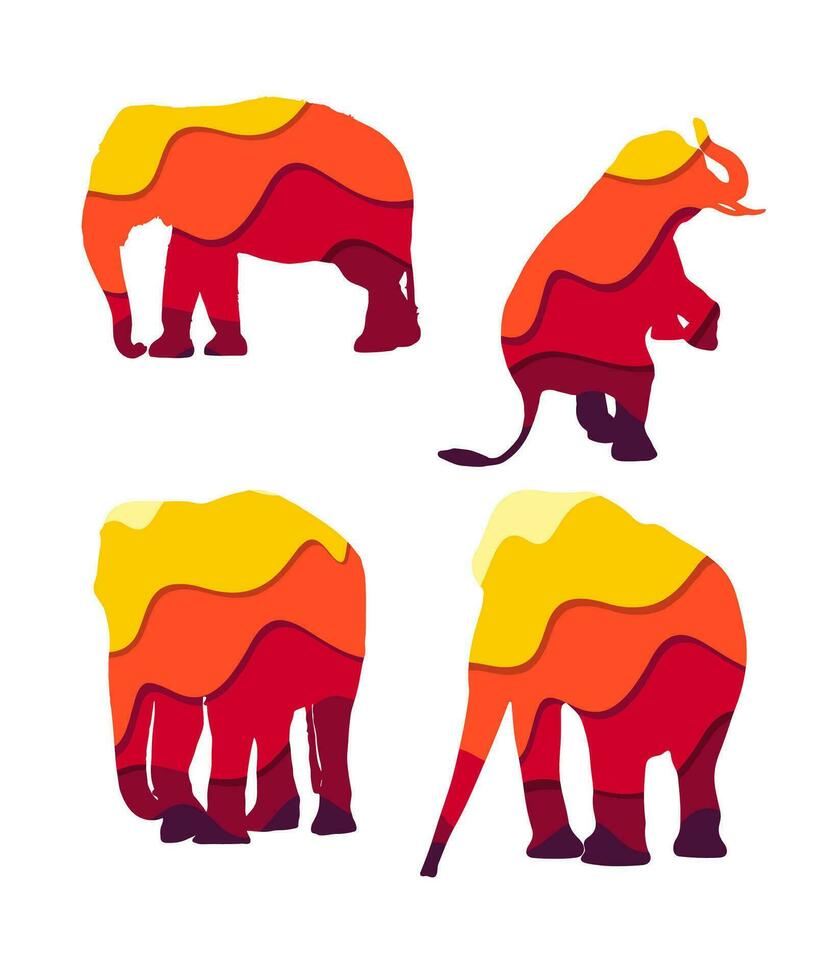 thai elefanter silhuetter vektor
