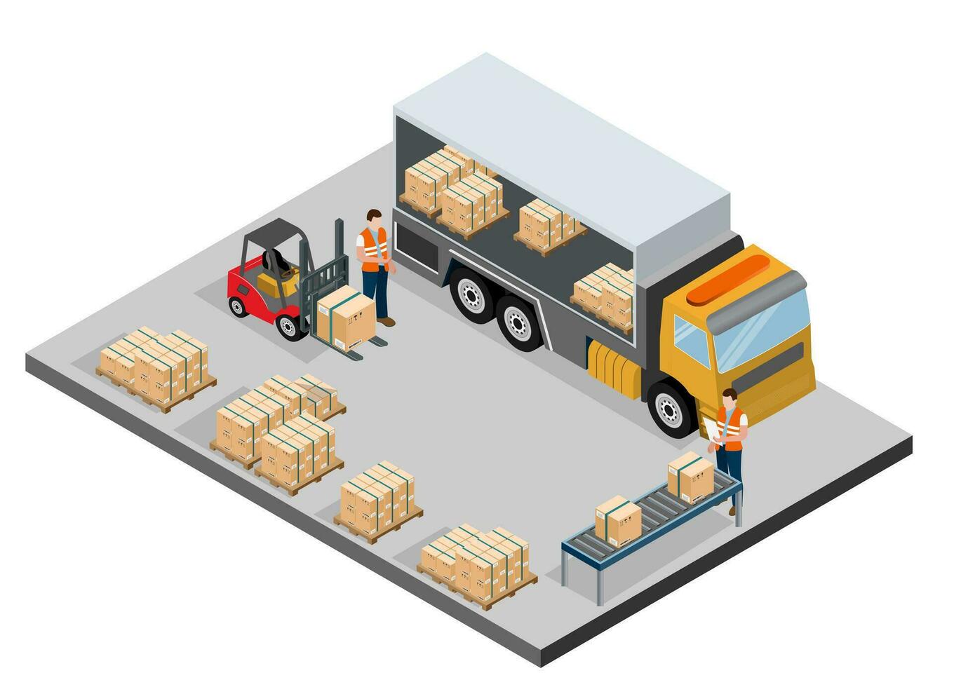 modern global logistisk service begrepp med exportera, importera, lager företag, transport. vektor illustration eps 10