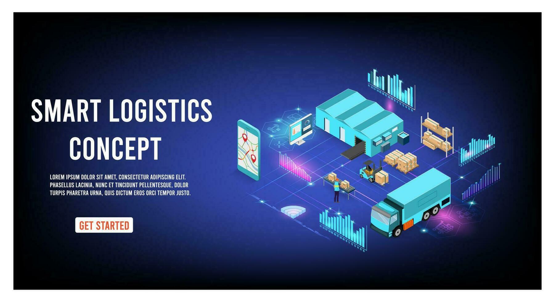 modern global logistisch Bedienung Konzept mit Export, importieren, Warenhaus Geschäft, Transport. Vektor Illustration eps 10