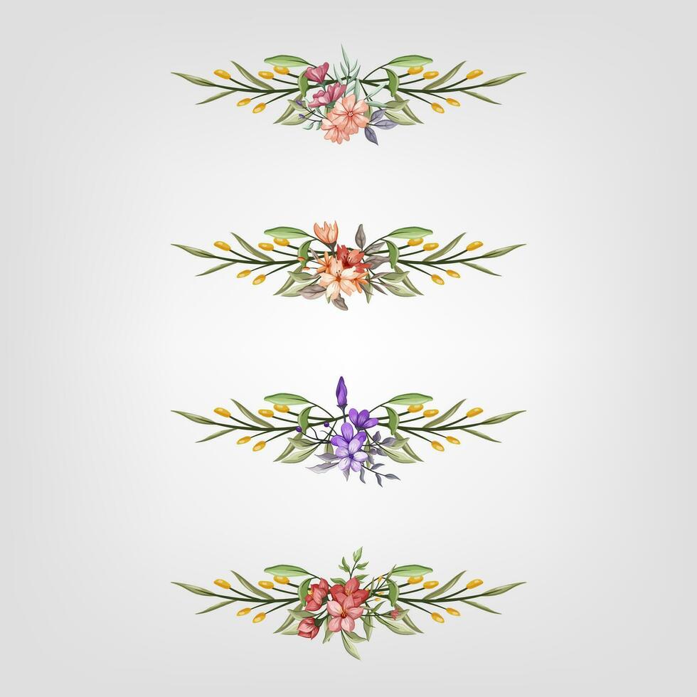 uppsättning botaniska blomma blommig element dekorativ för inbjudan vektor