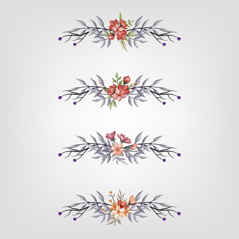 uppsättning botaniska blomma blommig element dekorativ för inbjudan vektor