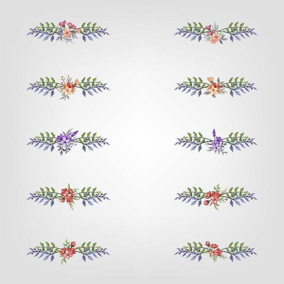 uppsättning botaniska blomma blommig element dekorativ för inbjudan vektor