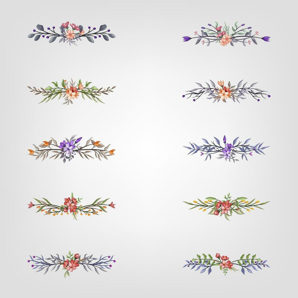 uppsättning botaniska blomma blommig element dekorativ för inbjudan vektor