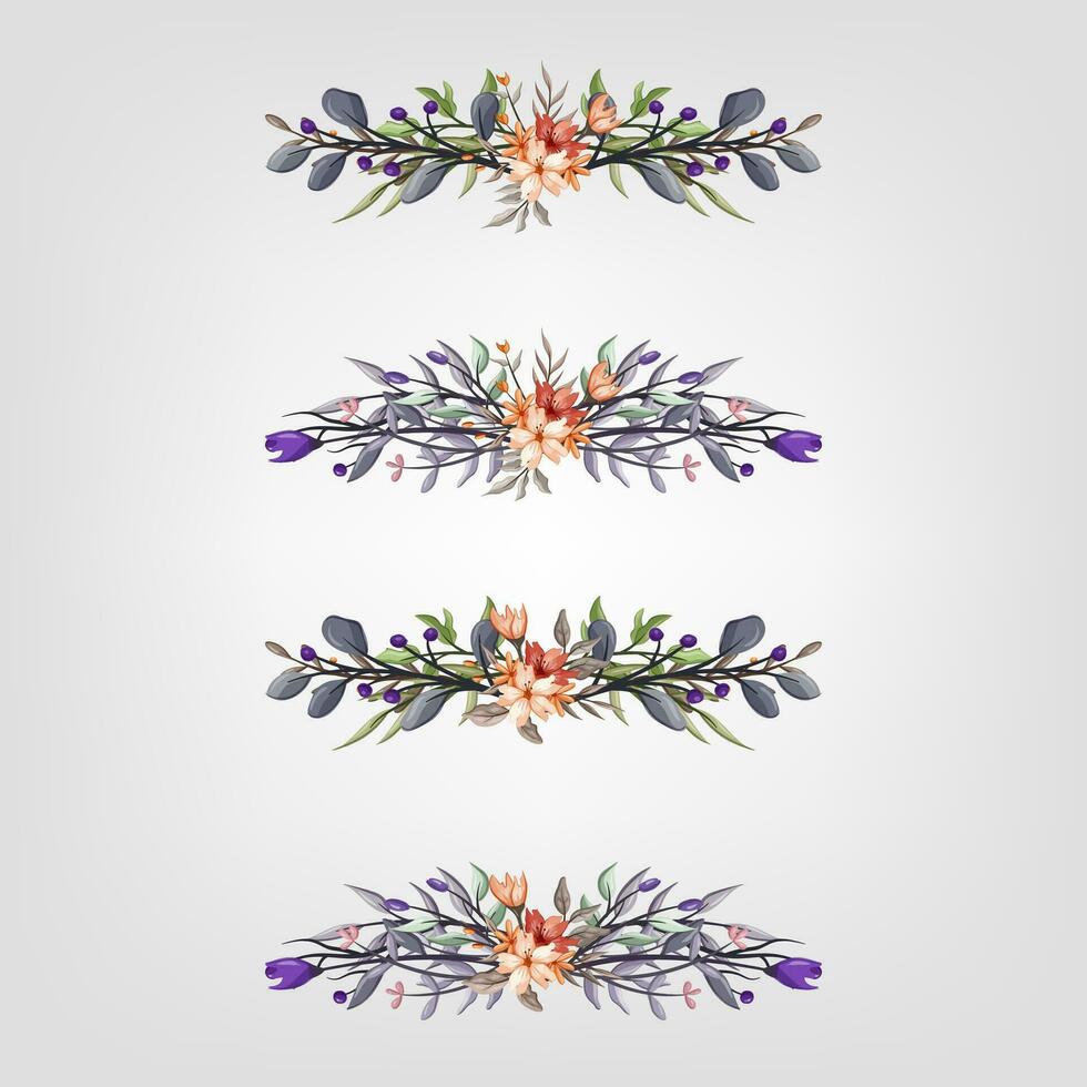 uppsättning botaniska blomma blommig element dekorativ för inbjudan vektor