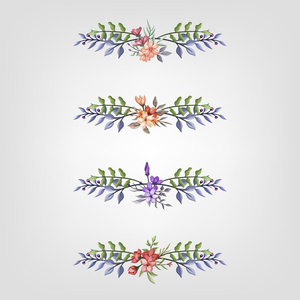 uppsättning botaniska blomma blommig element dekorativ för inbjudan vektor