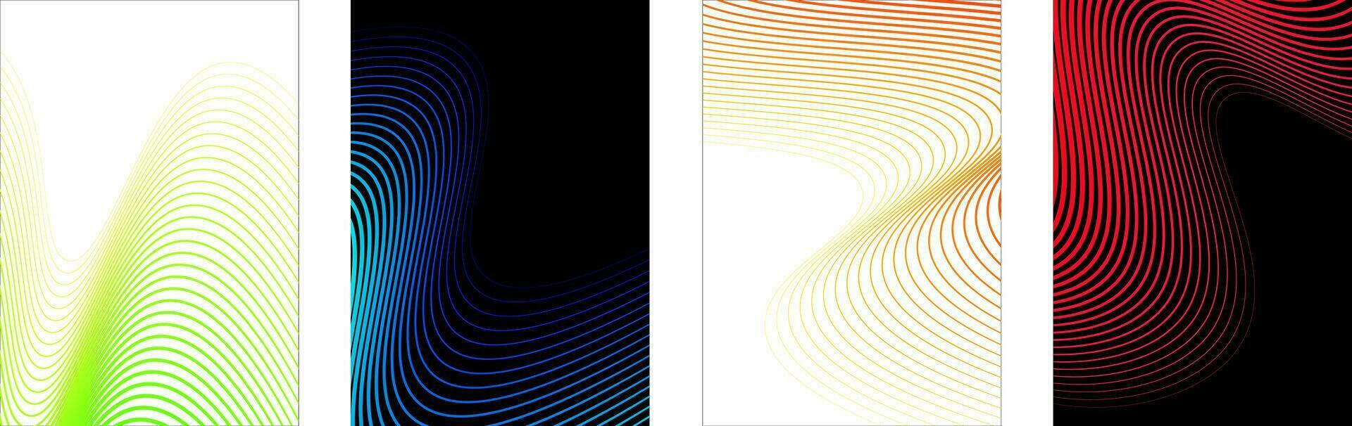 uppsättning av abstrakt bakgrund, färgrik lutning vågig rader, för affisch, baner, omslag teknologi. vektor illustration