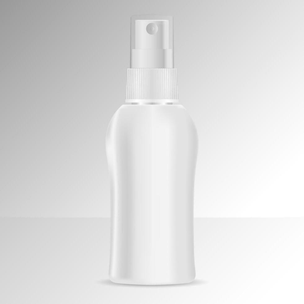 spray flaska kosmetika mockup. vektor illustration. tom mall för din design. dispenser spray lock paket.