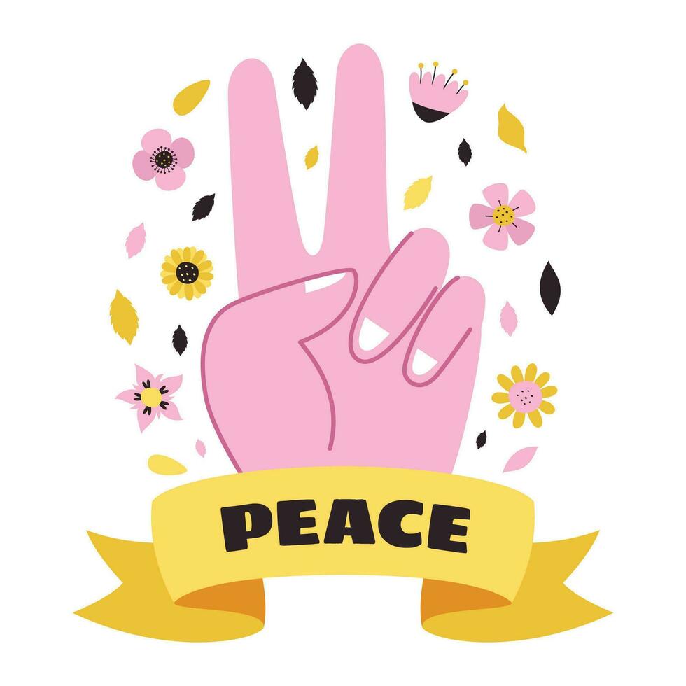 vektor teckning av fred hand tecken